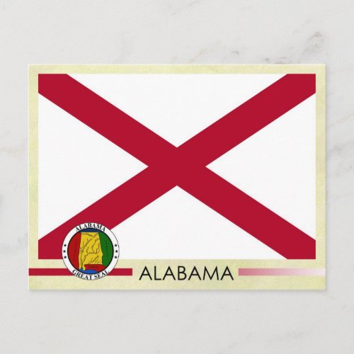 Alabama State Flag and Seal Postcard