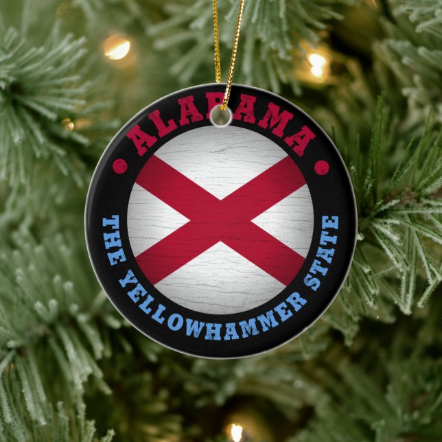ALABAMA STATE FLAG CERAMIC ORNAMENT (Tree)