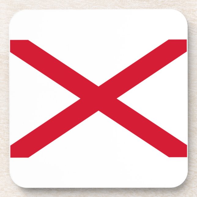 Alabama State Flag Design Beverage Coaster (Front)