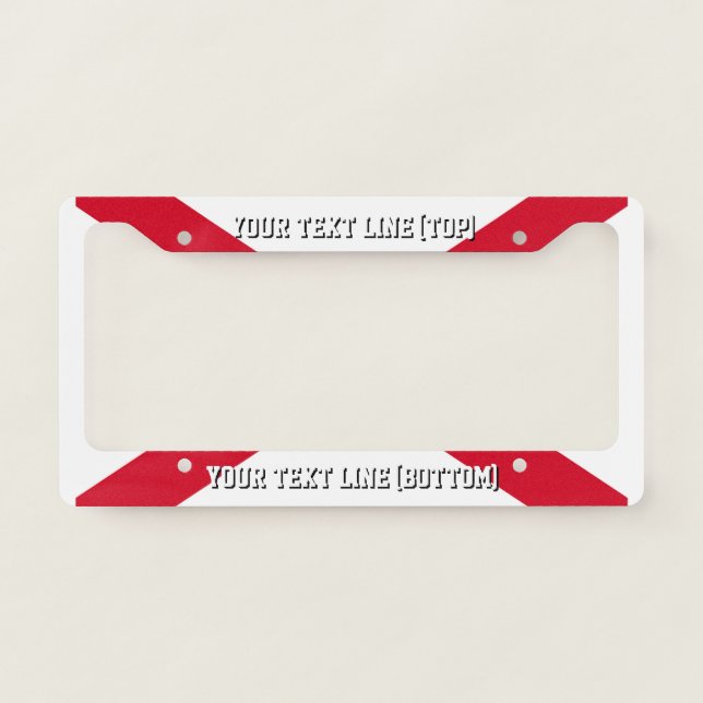 Alabama State Flag Design on a Personalized License Plate Frame (Front)