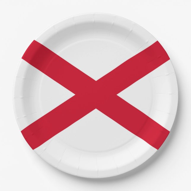 Alabama State Flag Design Paper Plates (Front)