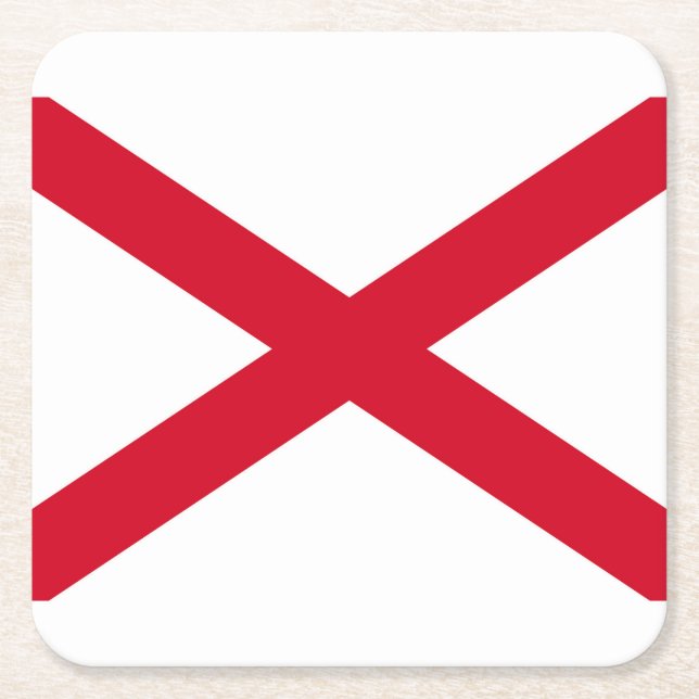 Alabama State Flag Design Square Paper Coaster (Front)