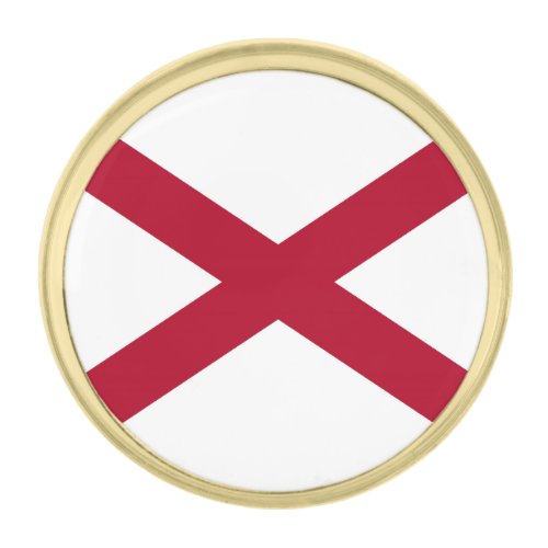 Alabama State Flag Gold Finish Lapel Pin