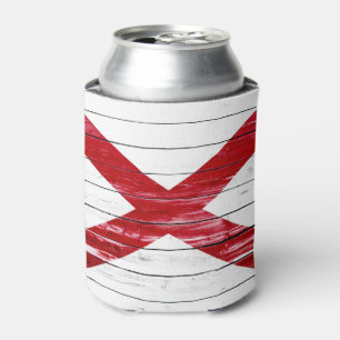 Alabama State Flag Paint on Wood Can Cooler