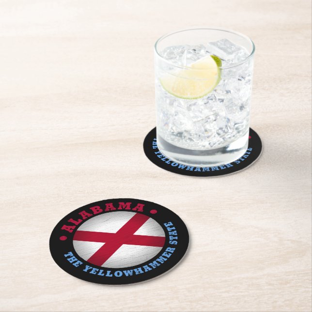 ALABAMA STATE FLAG ROUND PAPER COASTER (Insitu)