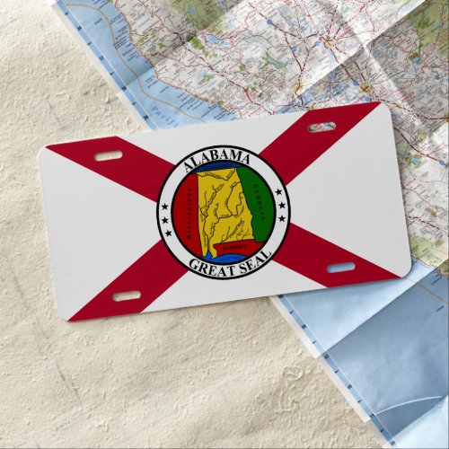 Alabama State Flag seal superimposed License Plate