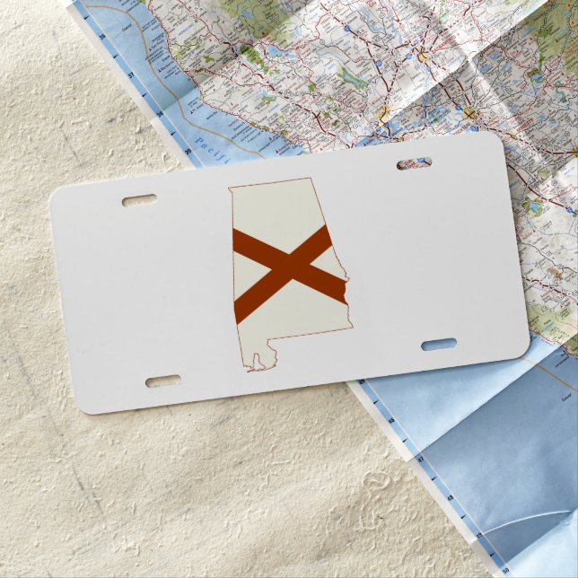 Alabama State Flag Silhouette License Plate (In Situ)