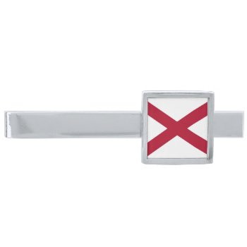 Alabama State Flag Silver Finish Tie Bar by YLGraphics at Zazzle