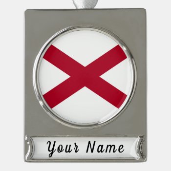 Alabama State Flag Silver Plated Banner Ornament by YLGraphics at Zazzle