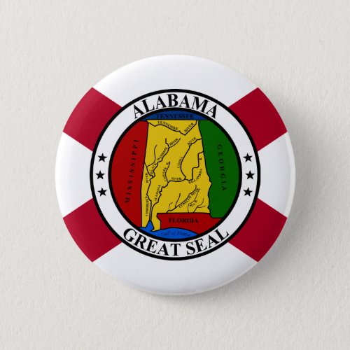 Alabama State Flag State seal superimposed Button