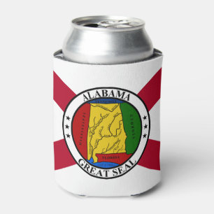 Alabama State Flag/ State seal superimposed Can Cooler