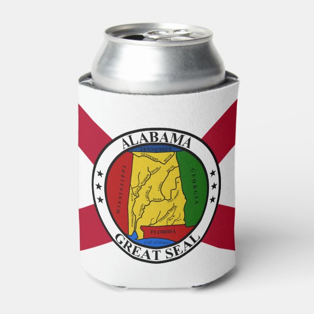 Alabama State Flag/ State seal superimposed Can Cooler (Can Front)