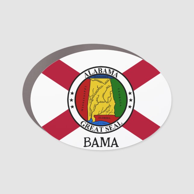 Alabama State Flag/ State seal superimposed Car Magnet (Front)