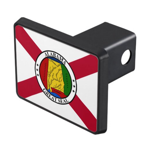 Alabama State Flag State seal superimposed Hitch Cover