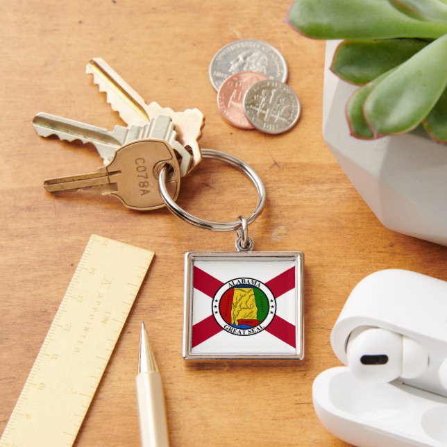 Alabama State Flag/ State seal superimposed Keychain (Desk)
