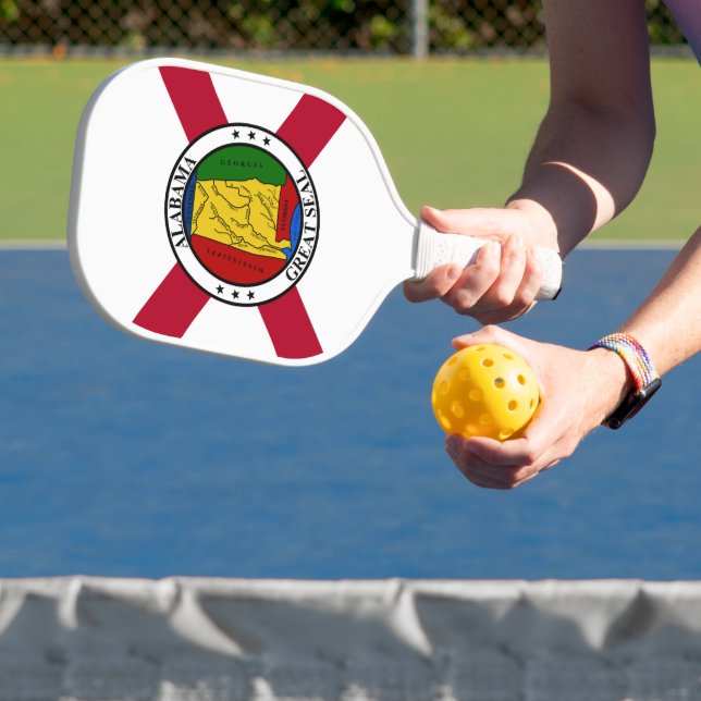 Alabama State Flag/ State seal superimposed Pickleball Paddle (Insitu)