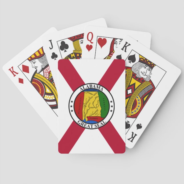 Alabama State Flag/ State seal superimposed Poker Cards (Back)