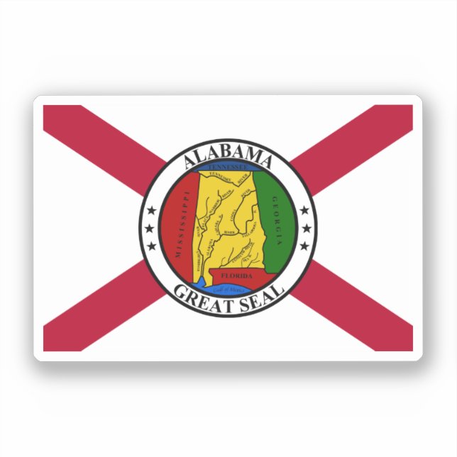 Alabama State Flag/ superimposed state seal Sticker (Front)