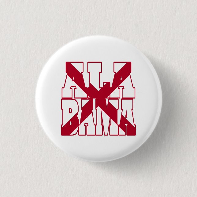 Alabama state flag text pinback button (Front)