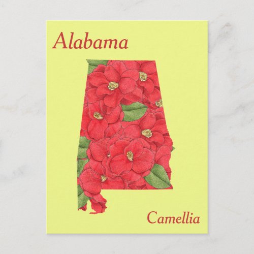 Alabama State Flower Collage Map Postcard