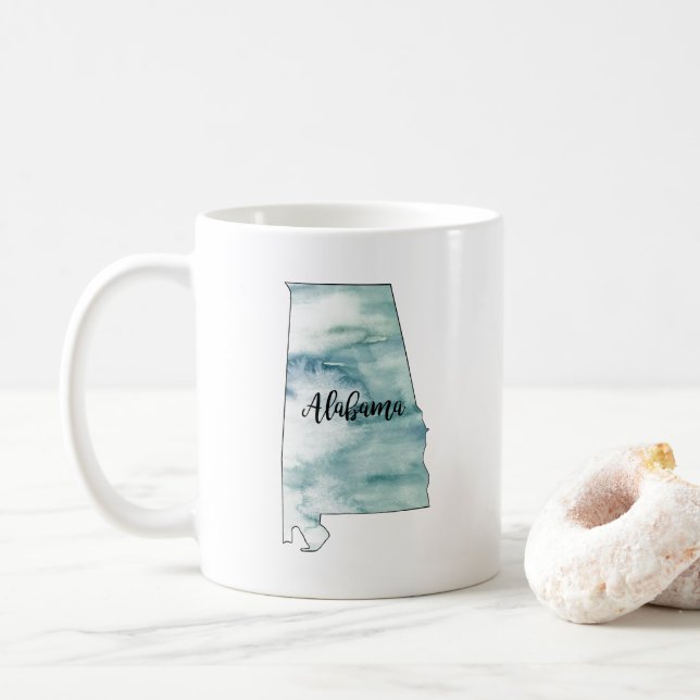 Alabama State Illustration Outline Coffee Mug (With Donut)