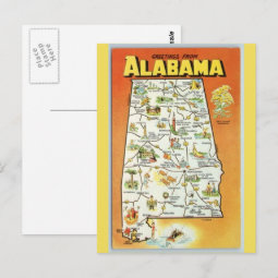 Alabama State Map Postcard | Zazzle