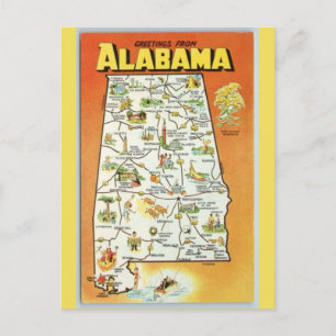 Alabama State Map Postcard