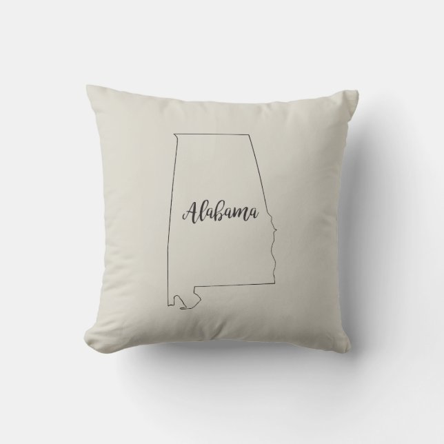 Alabama State Map Throw Pillow (Front)