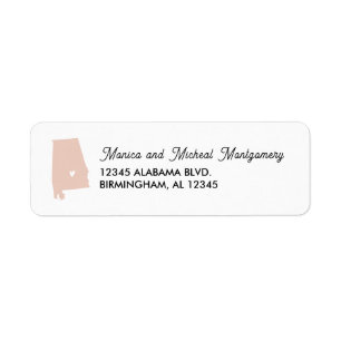 Alabama State Map with Heart - ANY COLOR!  Label