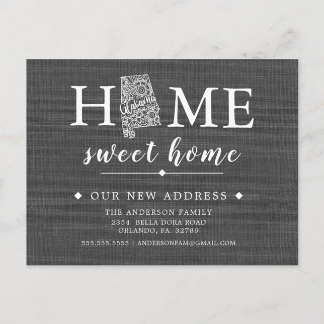 Alabama State Moving Announcement Post Card (Front)