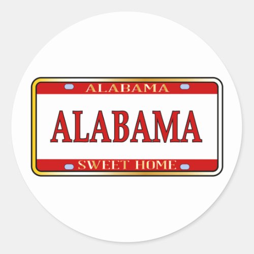 Alabama State Name License Plate Classic Round Sticker