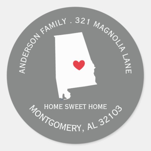 ALABAMA State  New Home Address Label Sticker