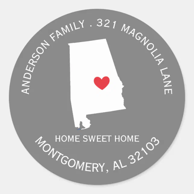 ALABAMA State New Home Address Label Sticker Zazzle
