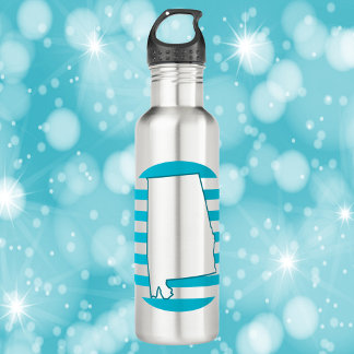 Alabama State Outline Blue Circle Stainless Steel Water Bottle