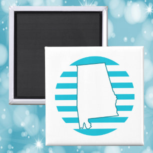 Alabama State Outline Retro Circle Blue Magnet