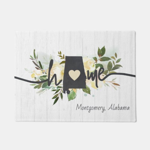 Alabama State Personalized Your Home City Rustic Doormat