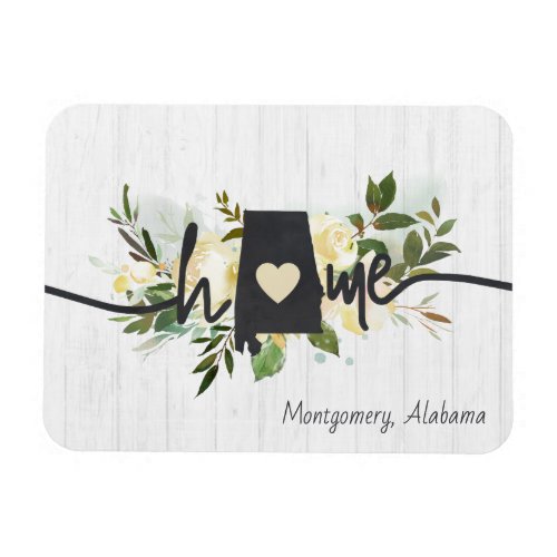 Alabama State Personalized Your Home City Rustic Magnet