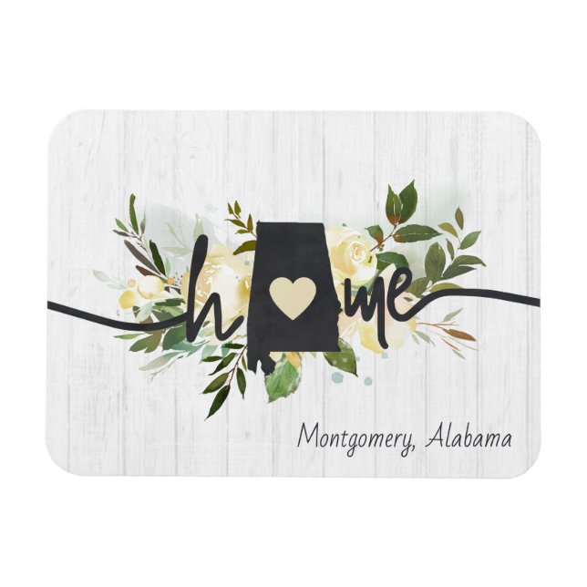 Alabama State Personalized Your Home City Rustic Magnet (Horizontal)