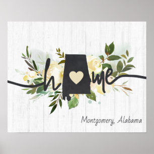 Alabama State Personalized Your Home City Rustic Poster