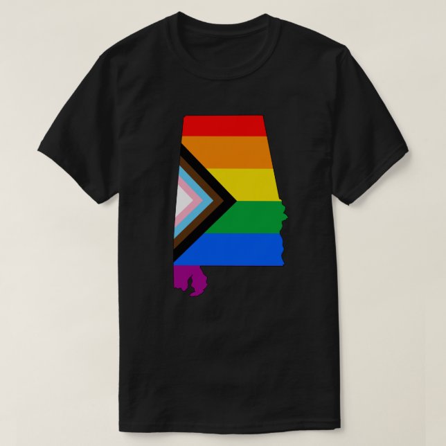 Alabama State Pride LGBTQ Progress Pride T-Shirt (Design Front)