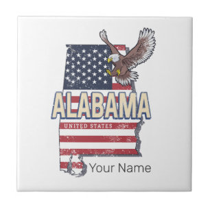 Alabama State United States Retro Map Vintage USA Ceramic Tile