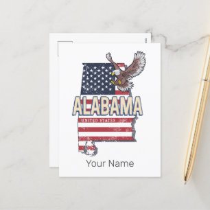 Alabama State United States Retro Map Vintage USA Holiday Postcard