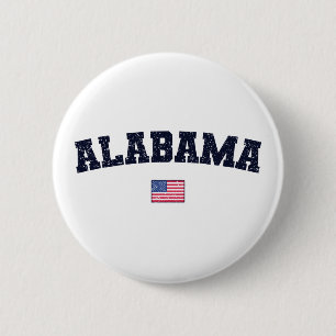 Alabama State USA Flag Vintage Distressed Button