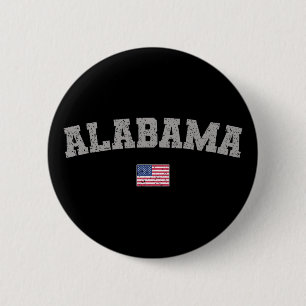 Alabama State USA Flag Vintage Distressed Button