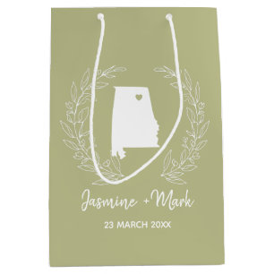 Alabama statemap destination wedding favors medium gift bag