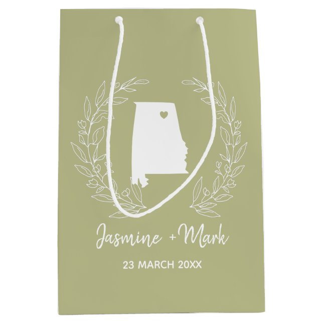 Alabama statemap  destination wedding favors    medium gift bag (Front)