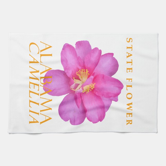 Alabama Territory Flower Camellia Sasanqua Kitchen Towel (Horizontal)