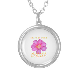 Alabama Territory Flower Camellia Sasanqua Silver Plated Necklace