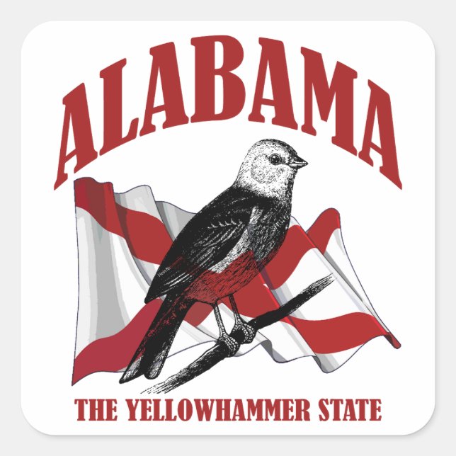 Alabama,The Yellowhammer State Square Sticker (Front)