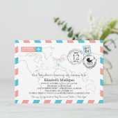 Alabama to Europe Airmail | Baby Shower Invitation (Standing Front)